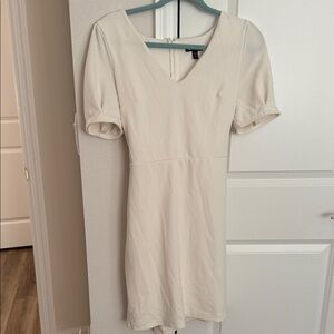 Express Cream V-Neck Mini Dress